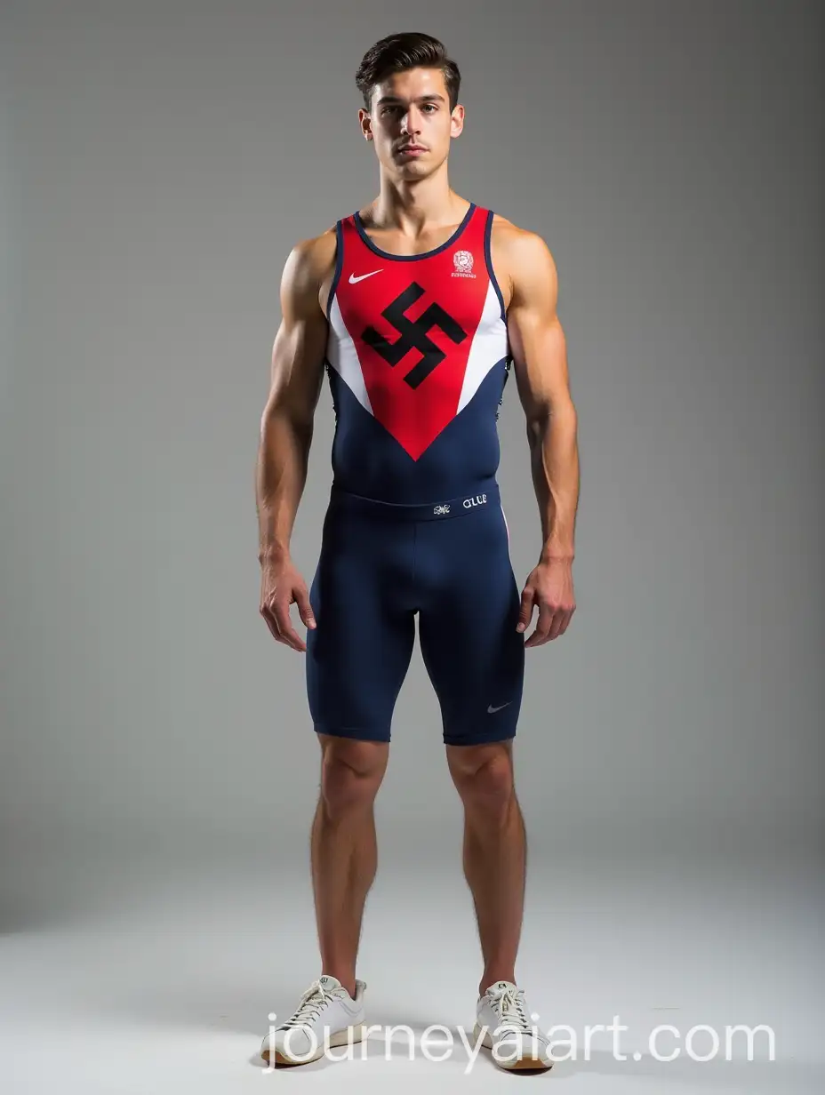 Male-Gymnast-in-France-Olympic-Uniform-with-Swastika-Design