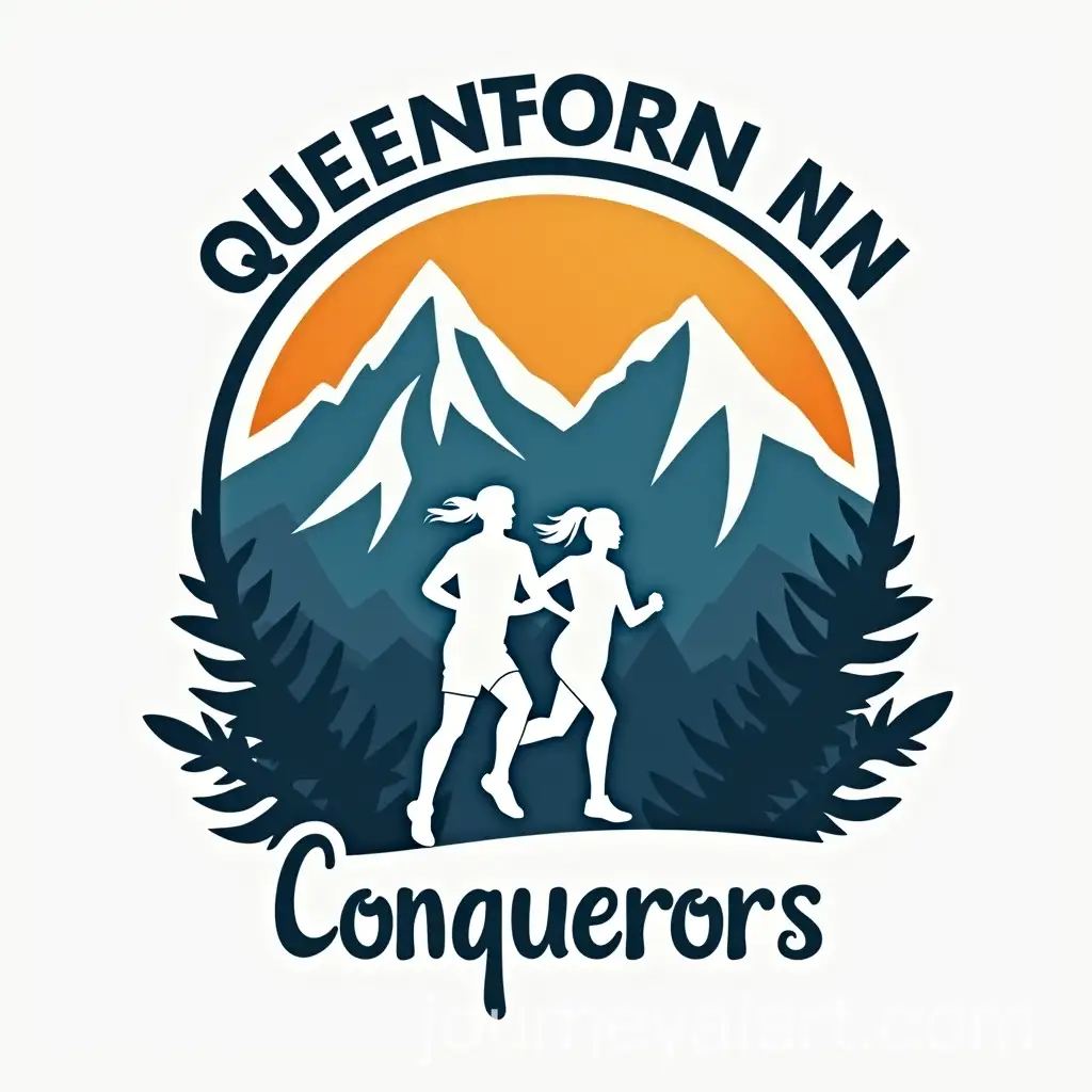 Stylized-Mountain-Running-Logo-for-Queenstown-NZ-Conquerors-Tshirt