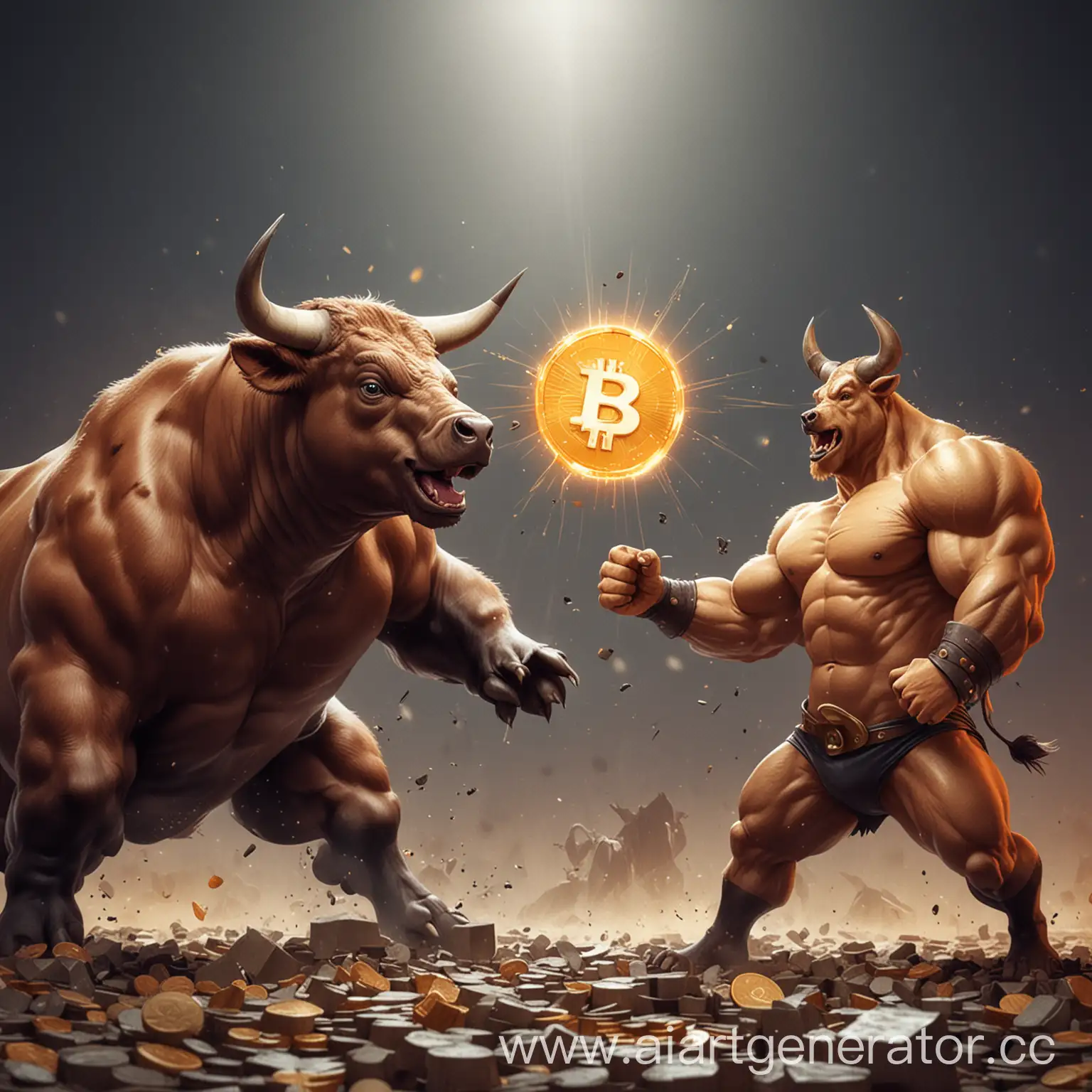 Cartoon-Bull-and-Bear-Crypto-Battle-Scene