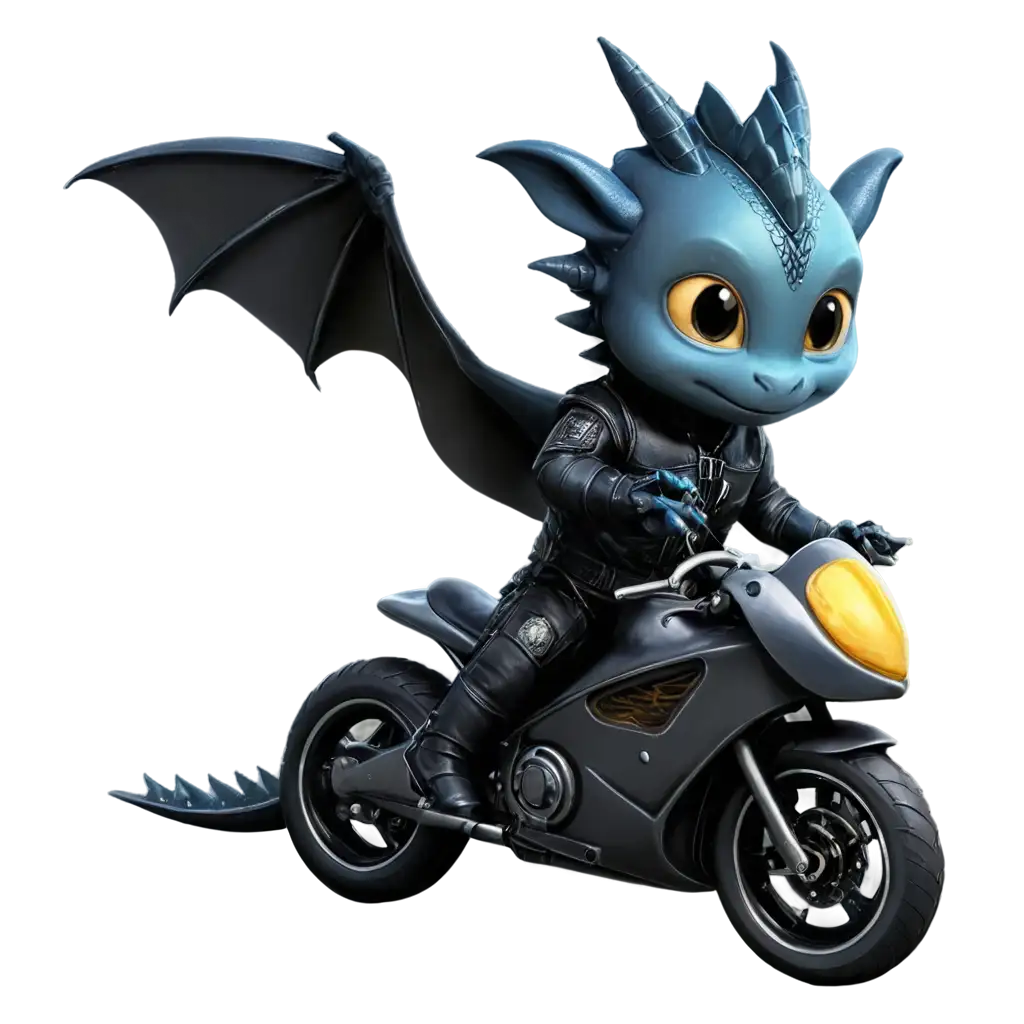 Baby dragon in motorcycle suit