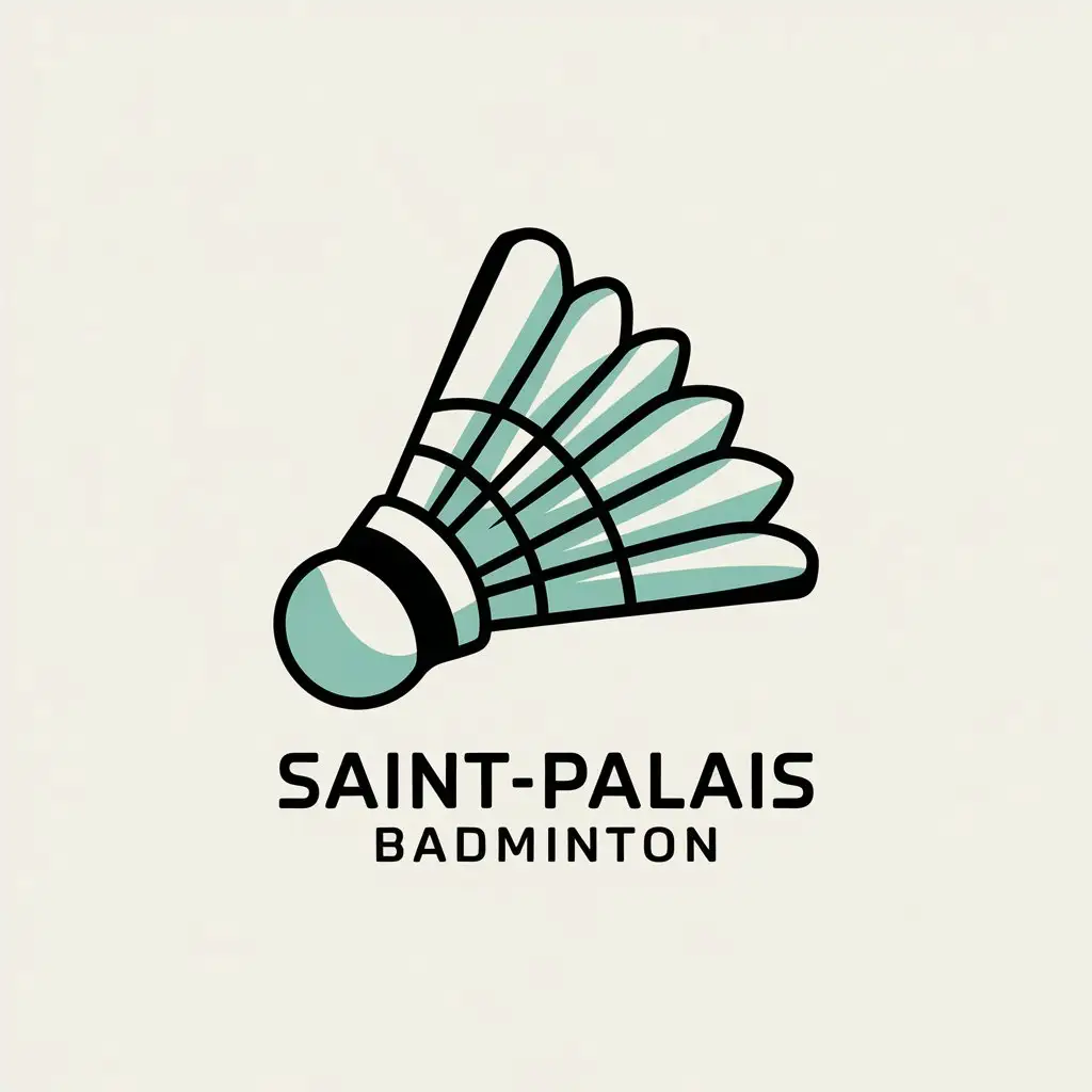 LOGO Design for SaintPalais Badminton Minimalist Style with Stylized Shuttlecock and Subtle Wave Shape