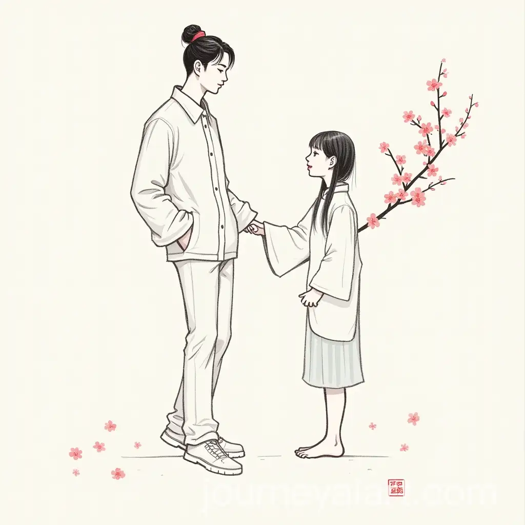 Two-Figures-with-Cherry-Blossom-Lines-in-Chen-Yiming-Style