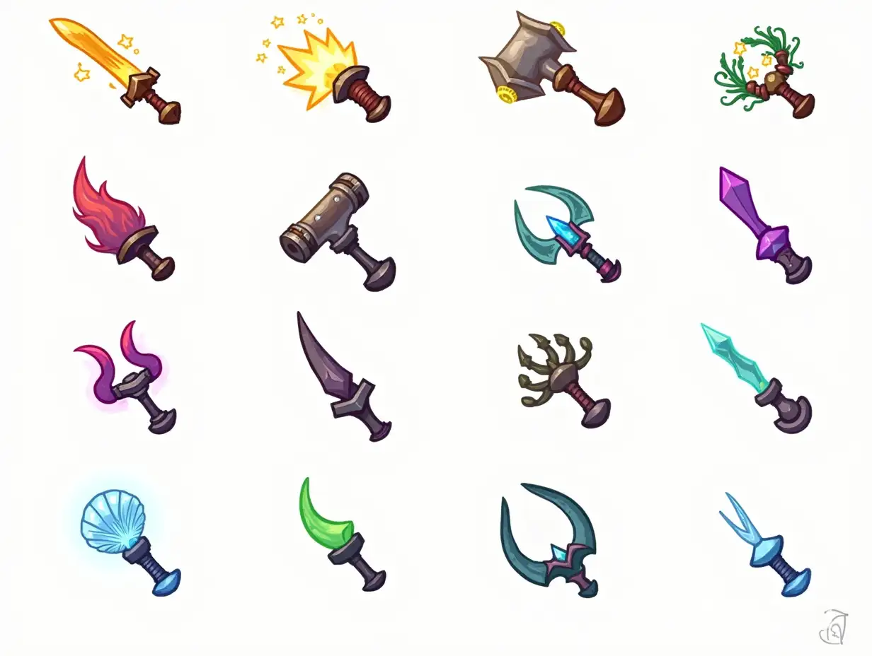 Colorful-Cartoony-RPG-Weapons-Concept-Sheet-with-Bold-Outlines
