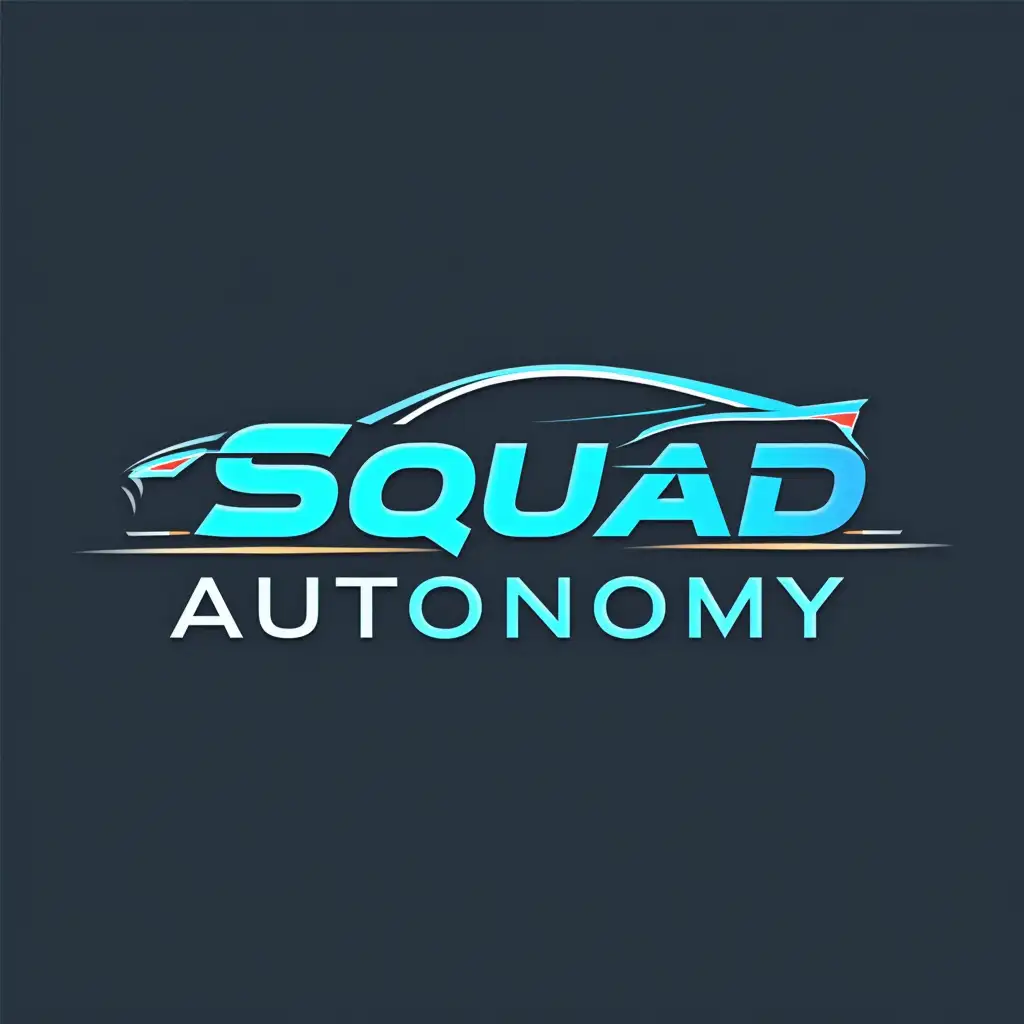 Create a visually stunning logo for an electric car company named 'SquadAutonomy' that emphasizes speed, innovation, and sustainability using minimalist design principles. Incorporate simple shapes, lines, and forms to create a clean and uncluttered visual effect. The text 'SquadAutonomy' should be incorporated into the design in a way that is both legible and visually appealing. Opt for a font that is modern and unique, while also being appropriate for an electric car company. Consider experimenting with different font styles and sizes to create a balanced and cohesive look. The background should be simple yet effective, with a minimalist color palette that complements the vibrant colors of the text and other elements in the design. Opt for subtle textures and patterns to add visual interest without overwhelming the design. Strive to create a logo that is memorable, recognizable, and effective in representing 'SquadAutonomy' as an innovative and forward-thinking electric car company.