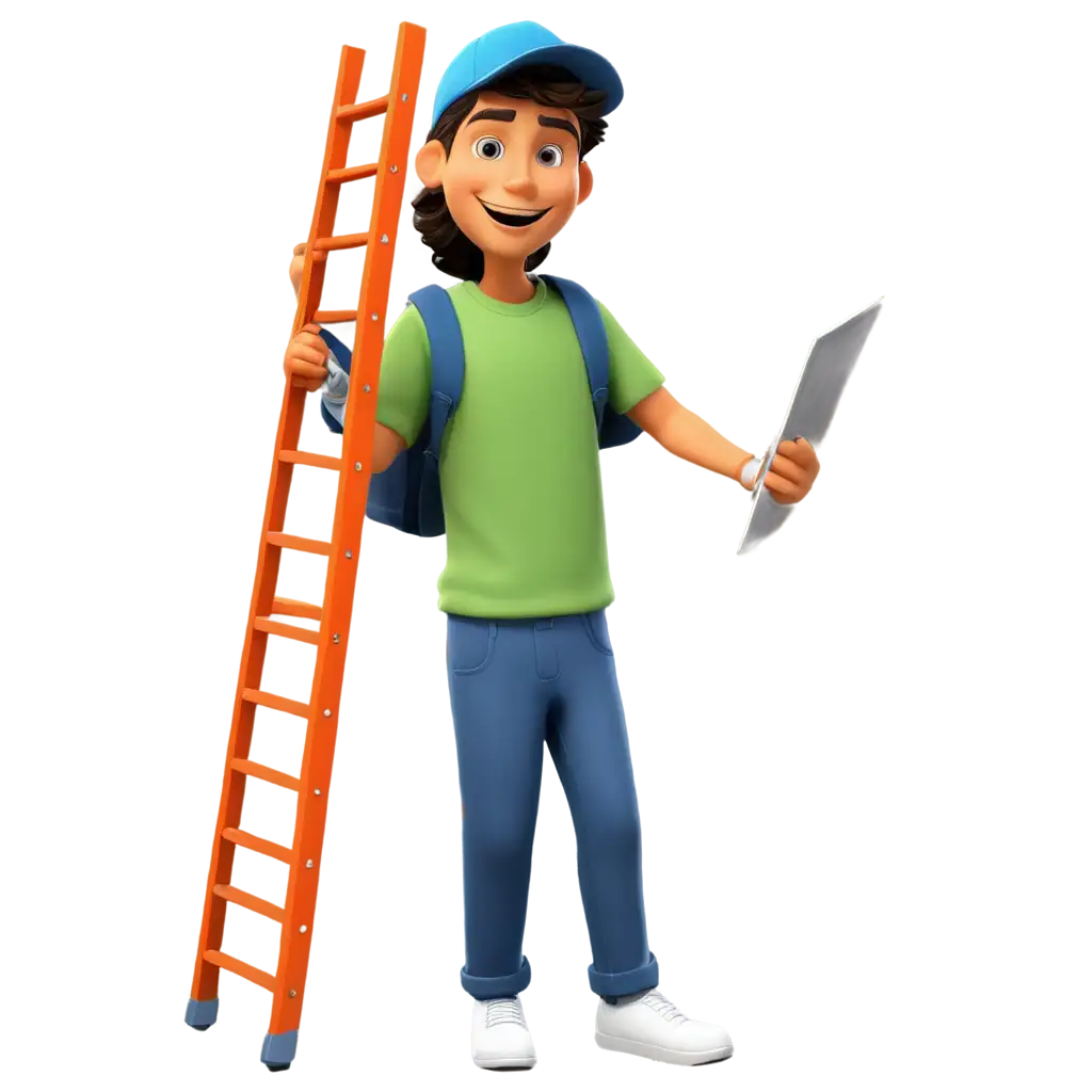 Telecom-Tech-Character-with-Orange-Ladder-PNG-Image-Illustration-of-a-Tech-Professional-in-Action