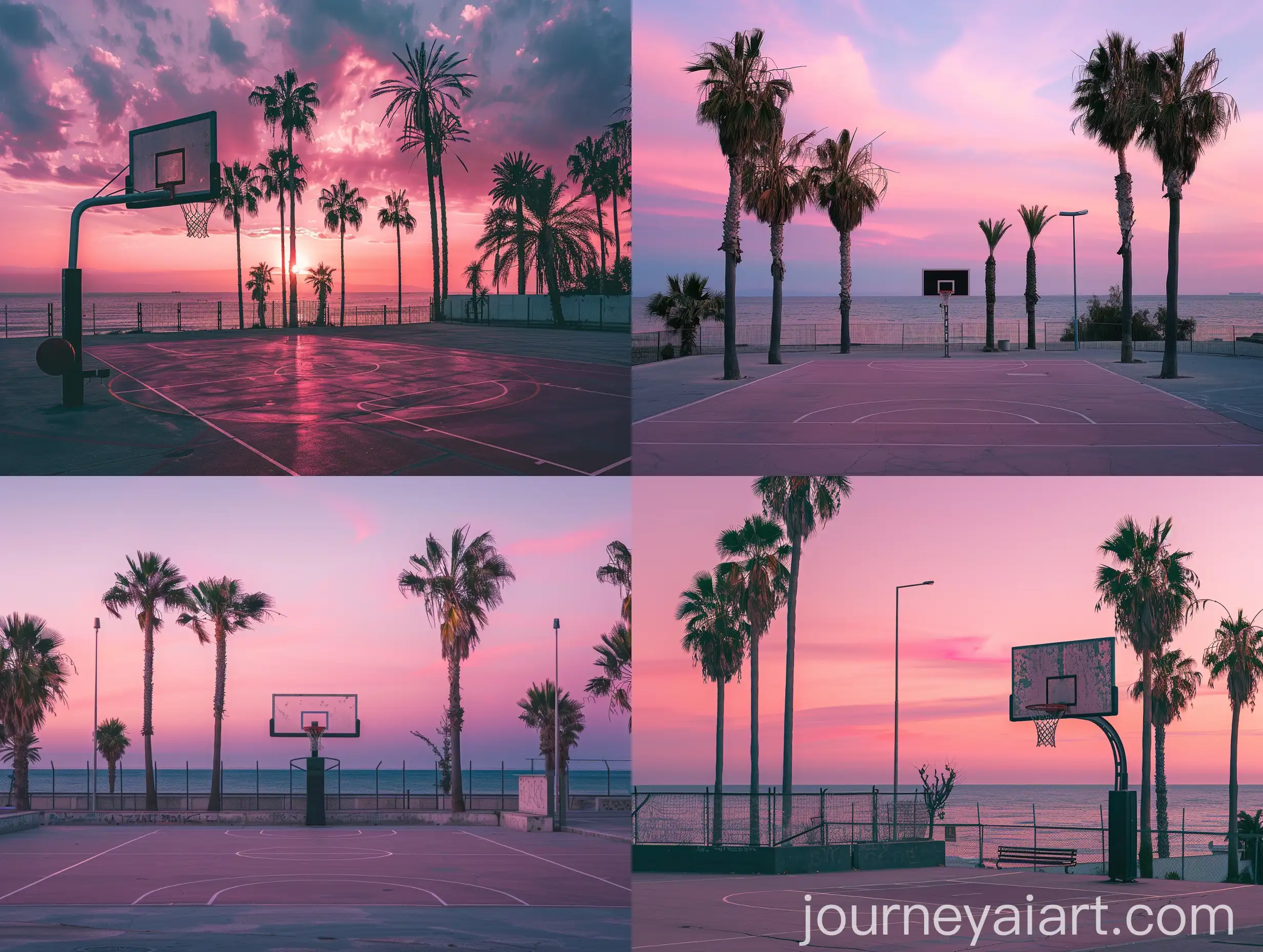 Street-Basketball-Court-at-Sunset-with-Mediterranean-Sea-View