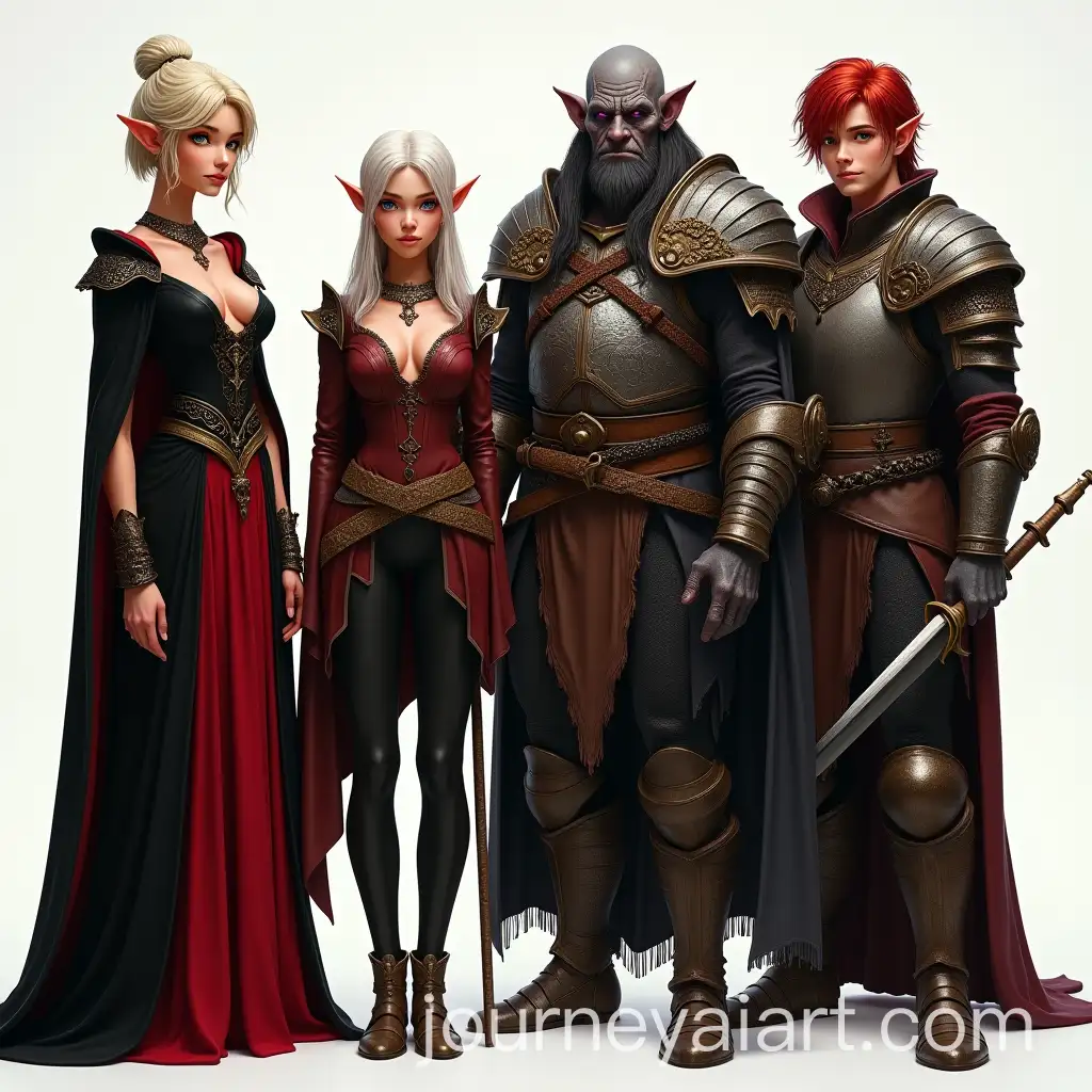 Fantasy-Characters-Group-Photo-Stunning-Elves-Wise-Orc-and-Muscular-Human-Warrior