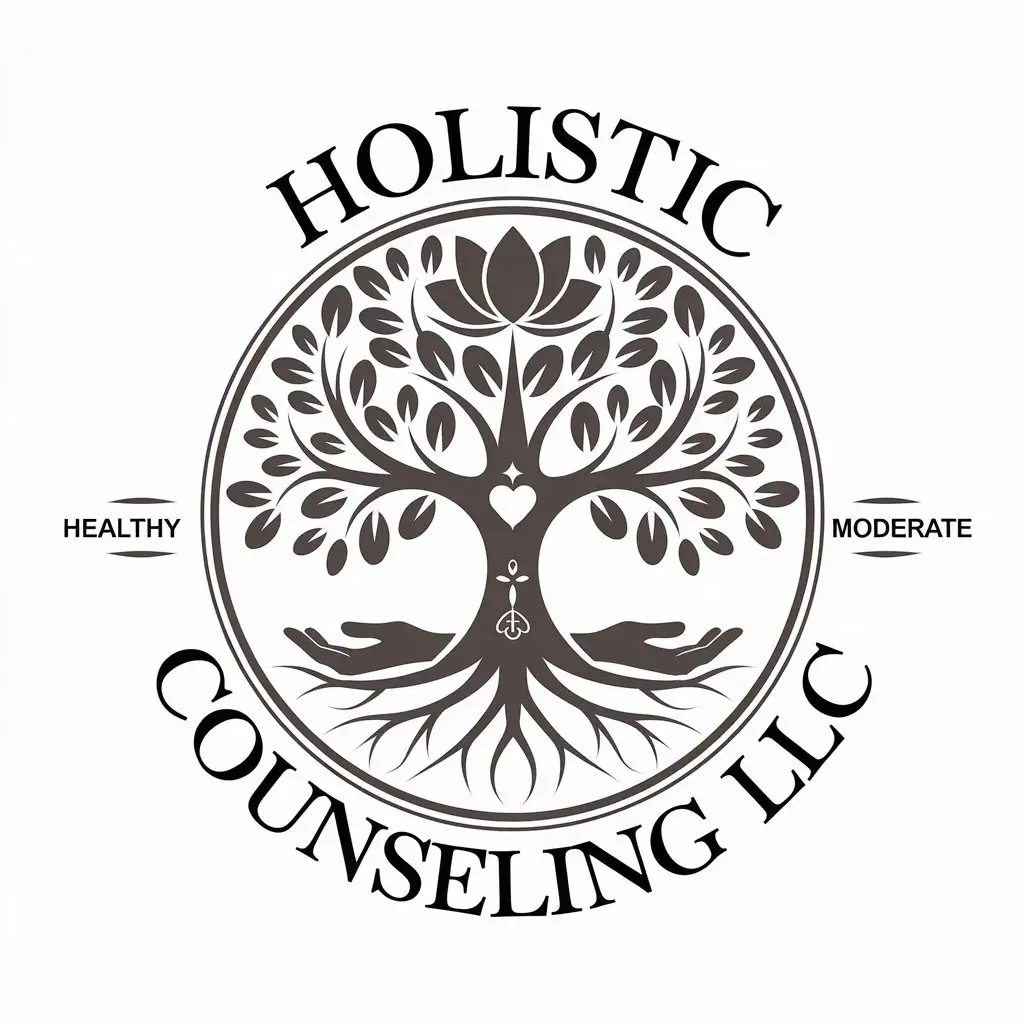 LOGO Design for Holistic Counseling LLC Tree of Life Lotus Heart Hands Theme