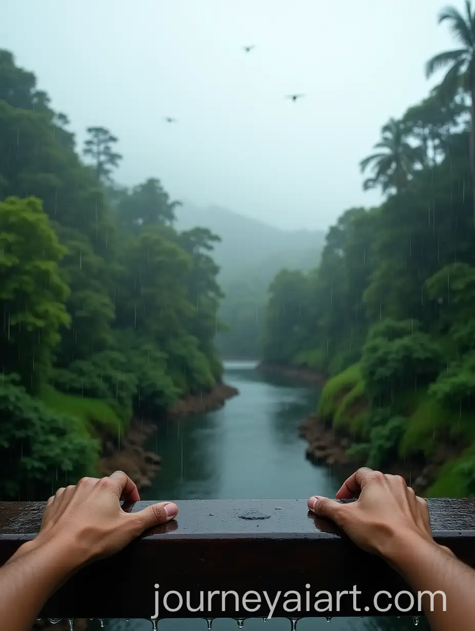 Serene-View-from-Wooden-Bridge-OverlookingAI-Image-Prompt-Expansion-Misty-Forest-Valley-in-Gentle-Rain