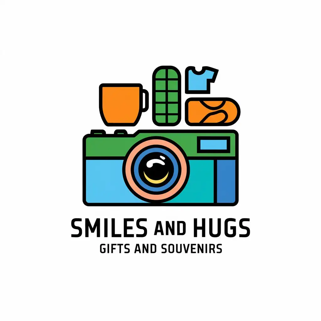 LOGO Design for Smiles and Hugs Gifts and Souvenirs Minimalistic Design for Travel Industry