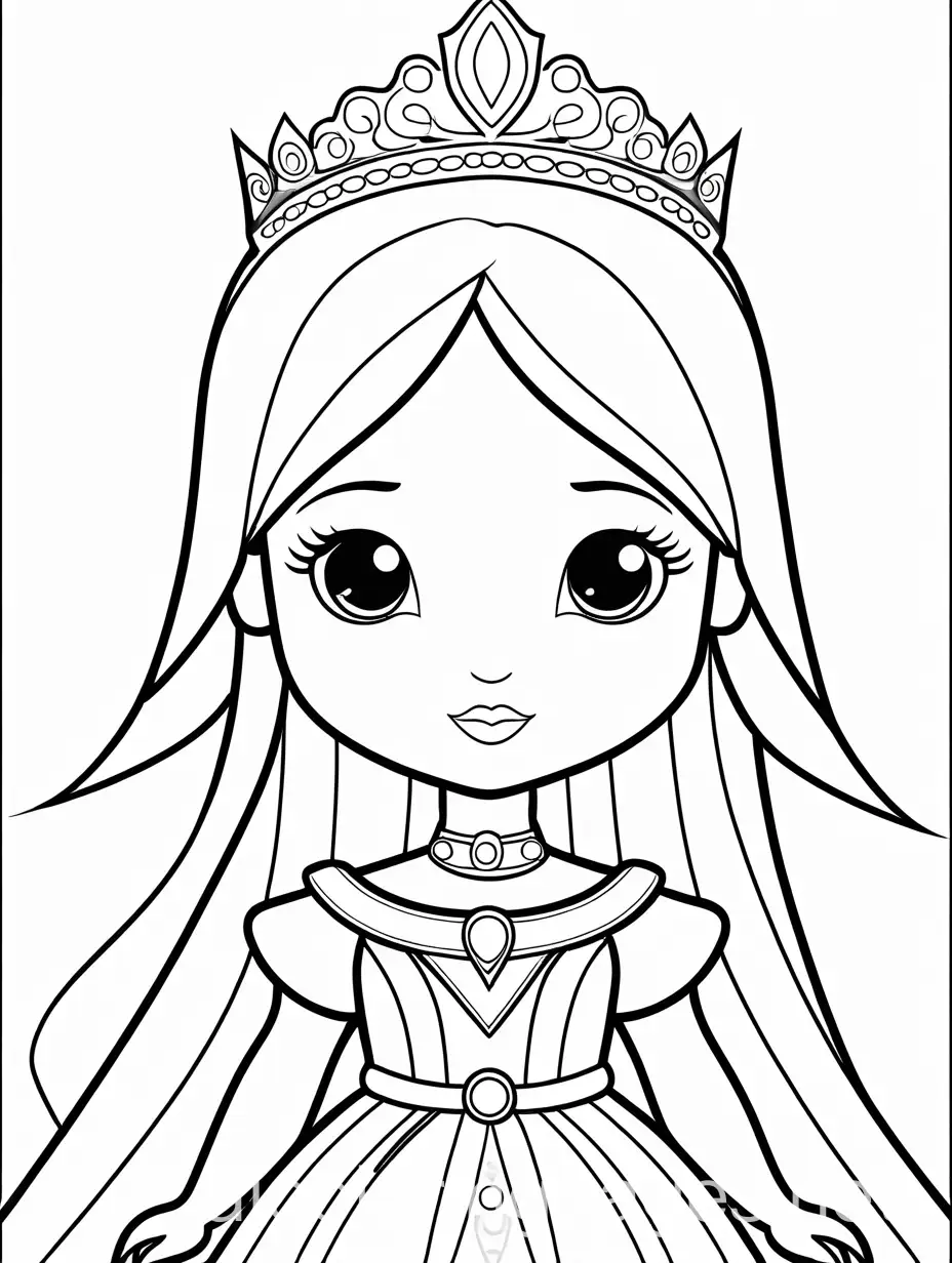 Simplicity-in-Coloring-Page-Super-Thick-Princess-Black-and-White-Line-Art