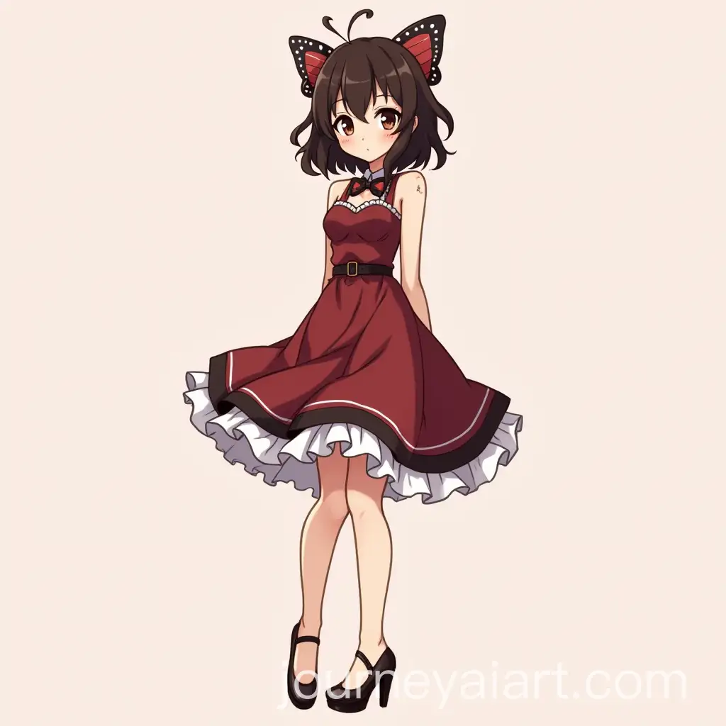 Anime-Girl-with-Chocolate-Hair-and-Butterfly-Haircut-in-Dress-and-Heels
