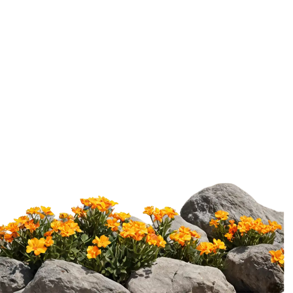 VibrPNG-Image-SEO-Analysisant-Orange-and-Yellow-Flowers-with-White-Rock-PNG-for-Creative-Projects