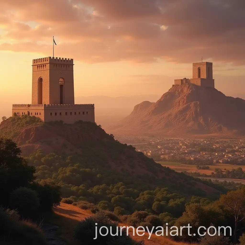 Contrasting-Persian-Fortresses-at-Sunset-Flourishing-vs-Ruined