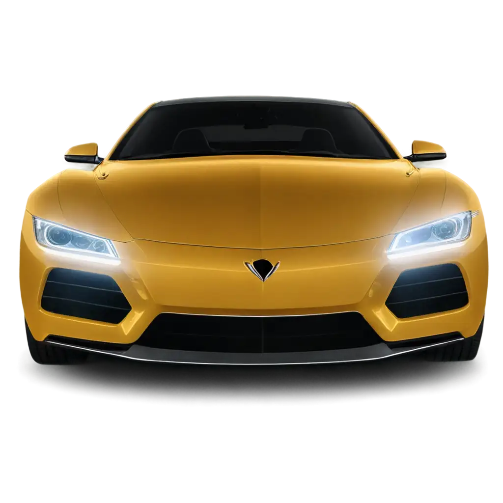 Luxury-Yellow-Car-with-Illuminated-Headlights-PNG-HighQuality-Transparent-Image-for-Diverse-Uses