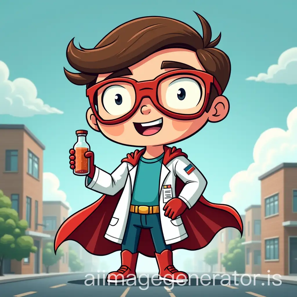 scientific superhero cartoon