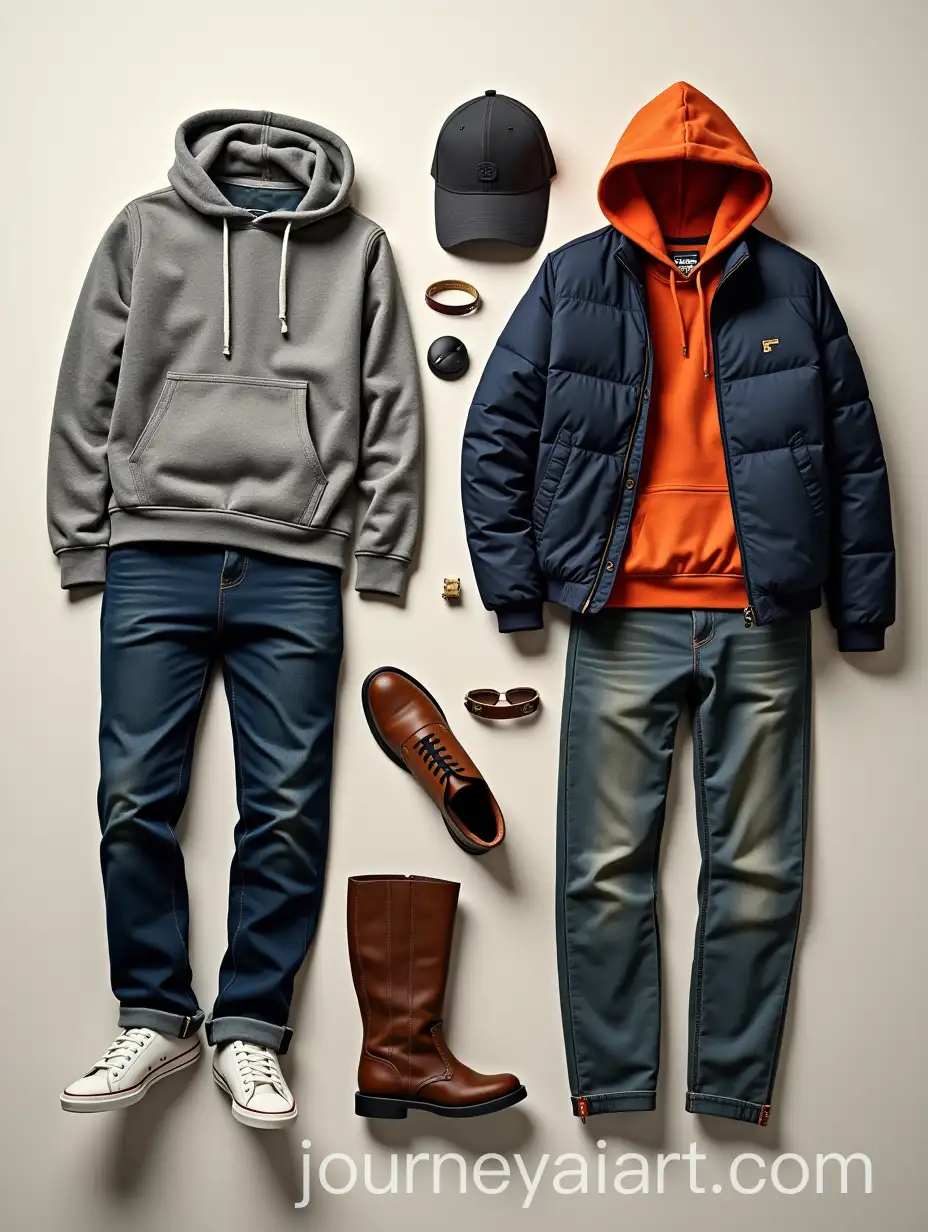 Flat-Lay-Image-of-the-Disloyal-Man-Meme-with-Neatly-Arranged-Clothes