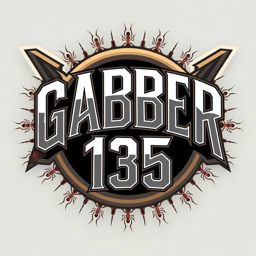 LOGO Design for GAbbER 135 Aggressive Text with Ants and Clear Background