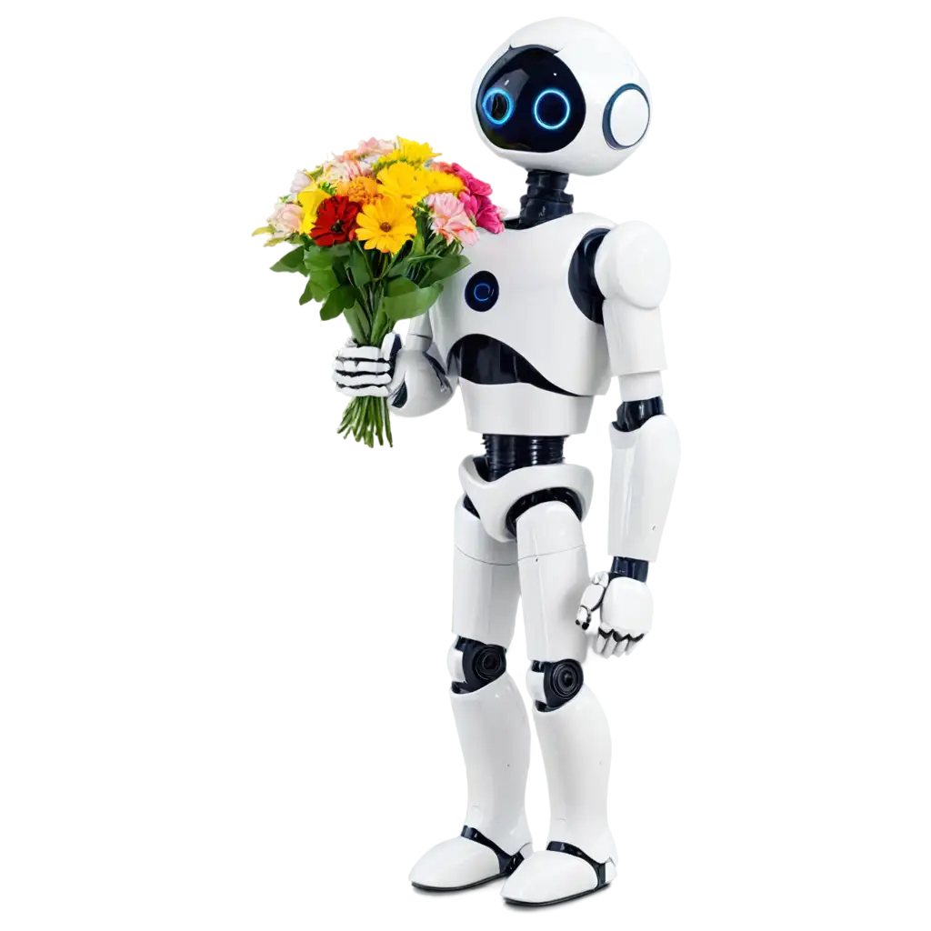 Robot-Giving-Flowers-PNG-HighQuality-Transparent-Image-for-Multiple-Uses