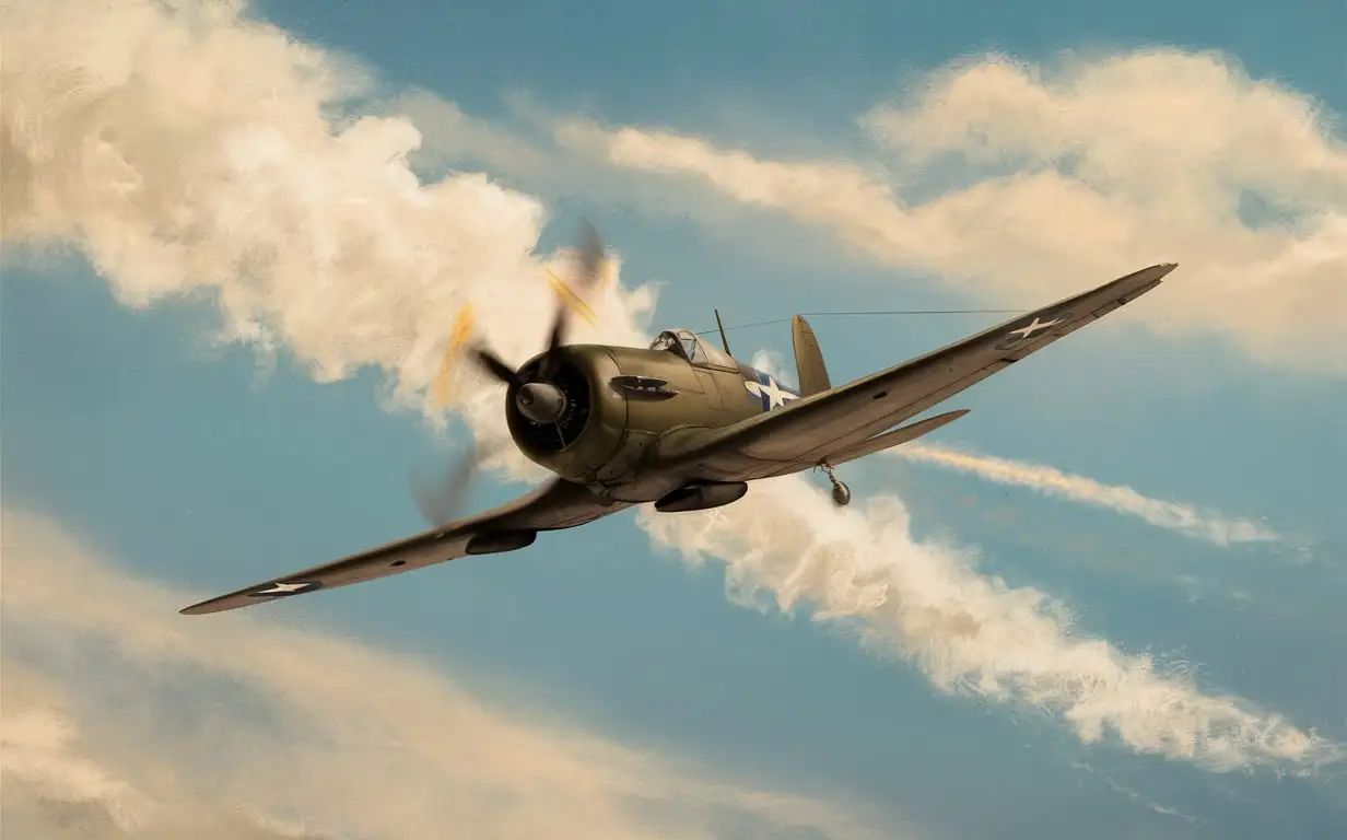 Vintage-World-War-II-Fighter-Plane-Flying-in-Clear-Blue-Sky