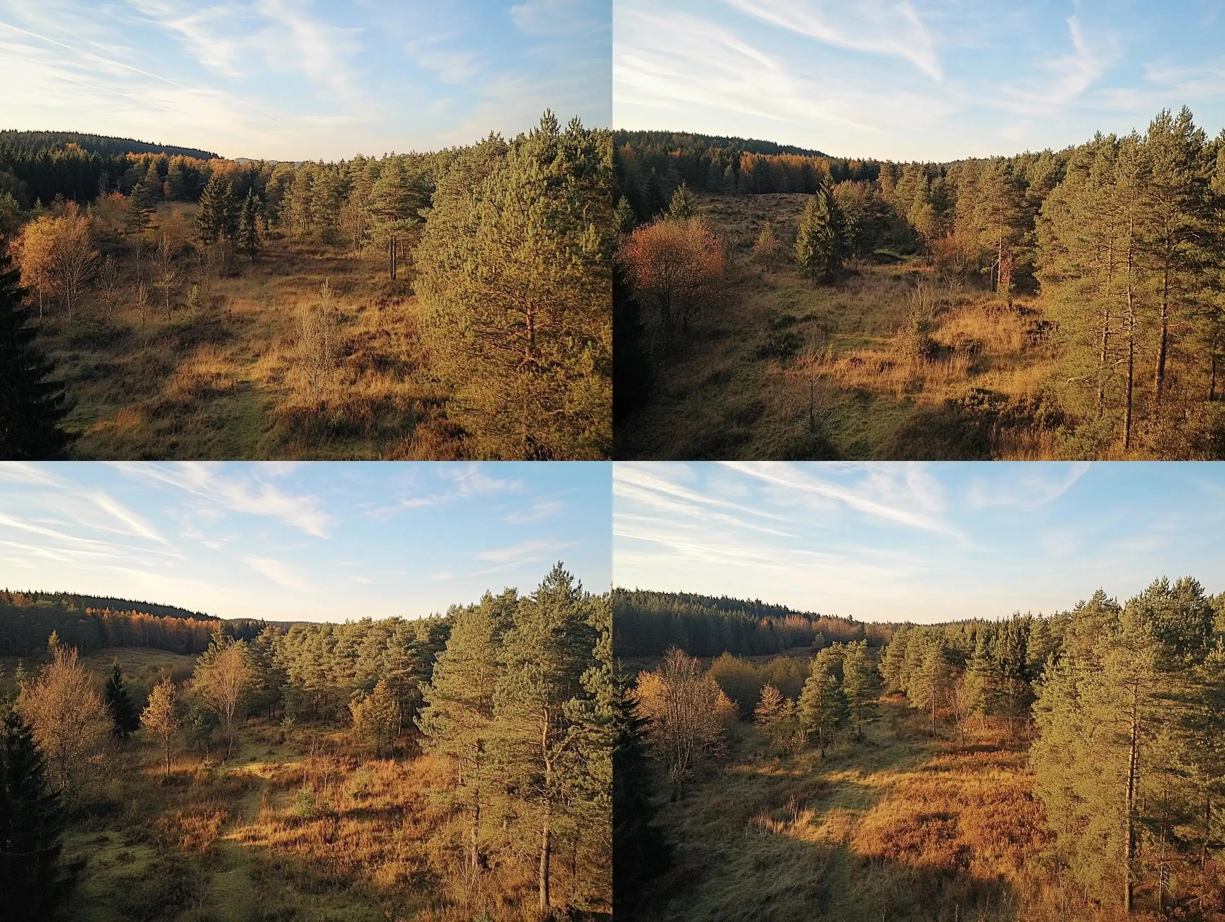 Aerial-View-of-Sunny-Forest-Landscape