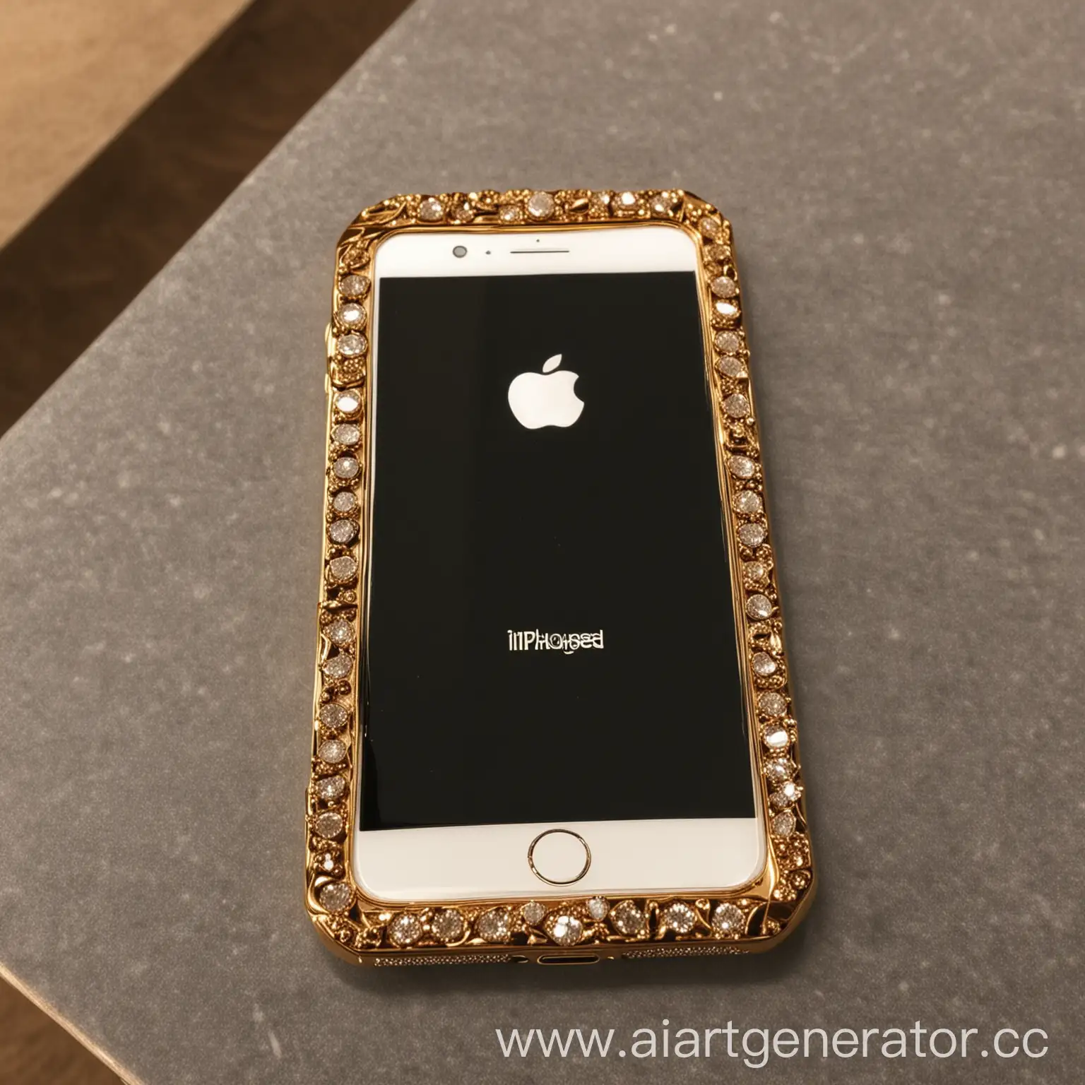 Luxury-Diamond-iPhone-7-in-Golden-Frame