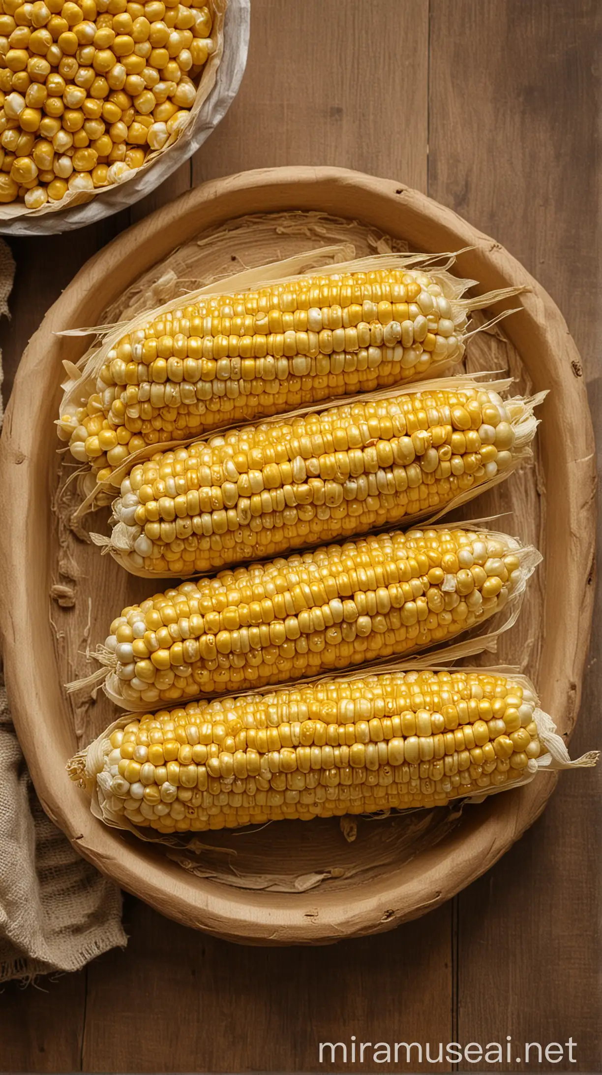 Delicious Steamed Puffed Corn Served on the Table