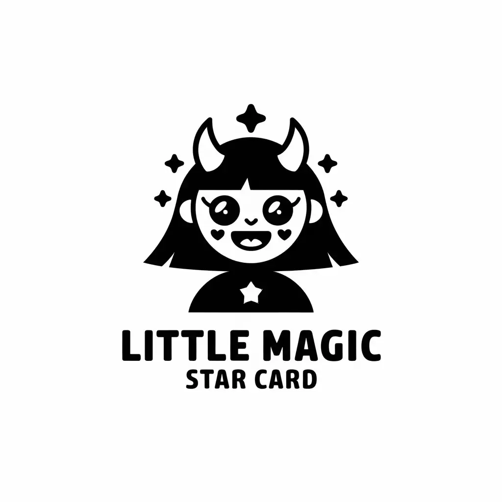 LOGO Design for Little Magic Star Card Demons Cute Girl Style Cartoon Stars Minimalistic for Entertainment Industry