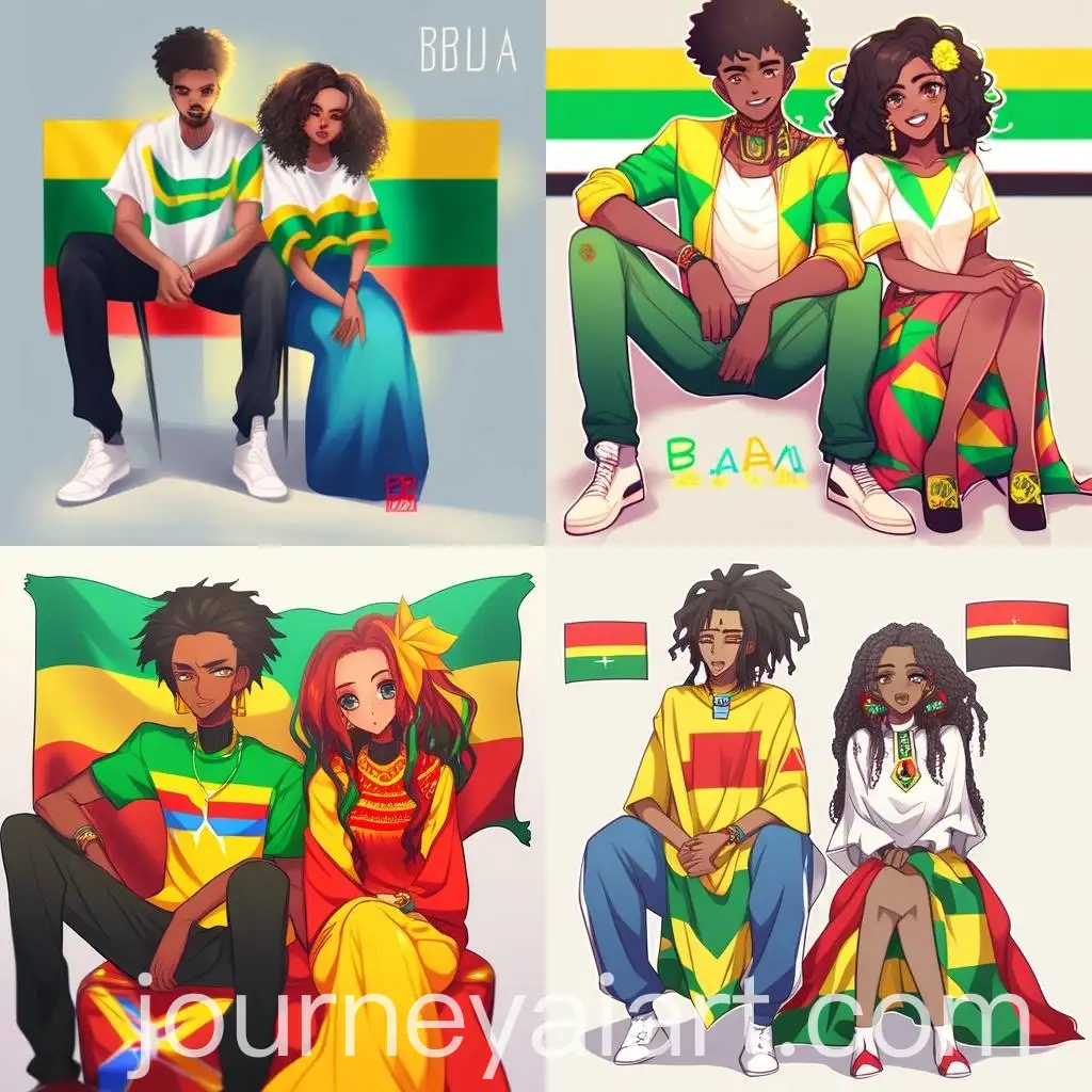 Ethiopian-Couple-Wearing-National-Flag-with-Bacha-and-Artistic-Portrait