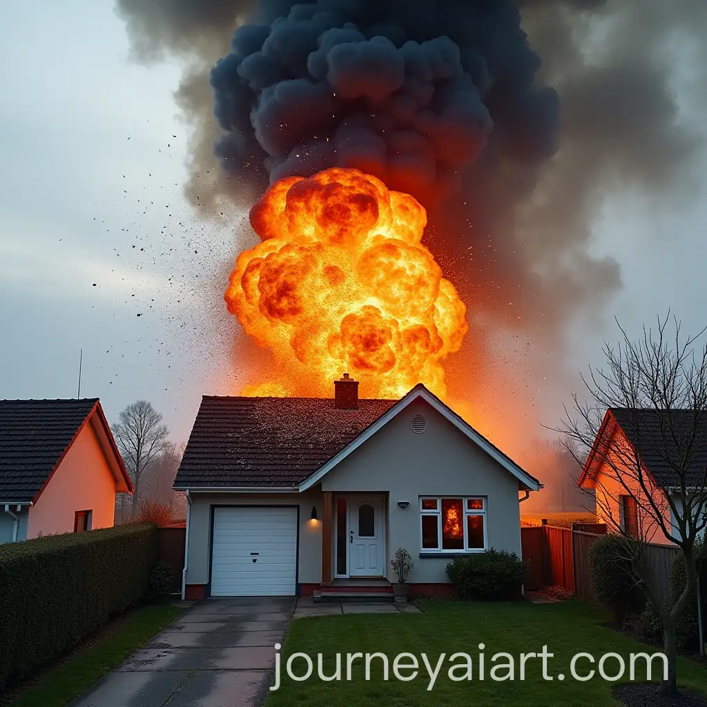 House-Exploding-in-Violent-Fireball-with-Surrounding-Calm
