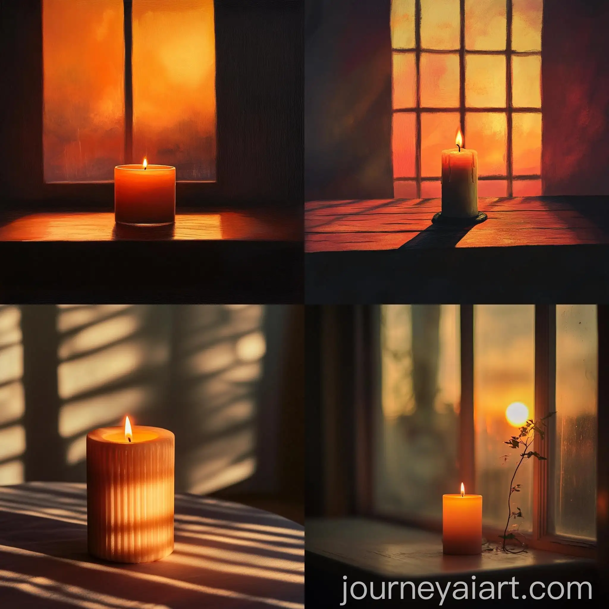Candle-Illuminated-by-Sunset-Light-Casting-Distinct-Shadow