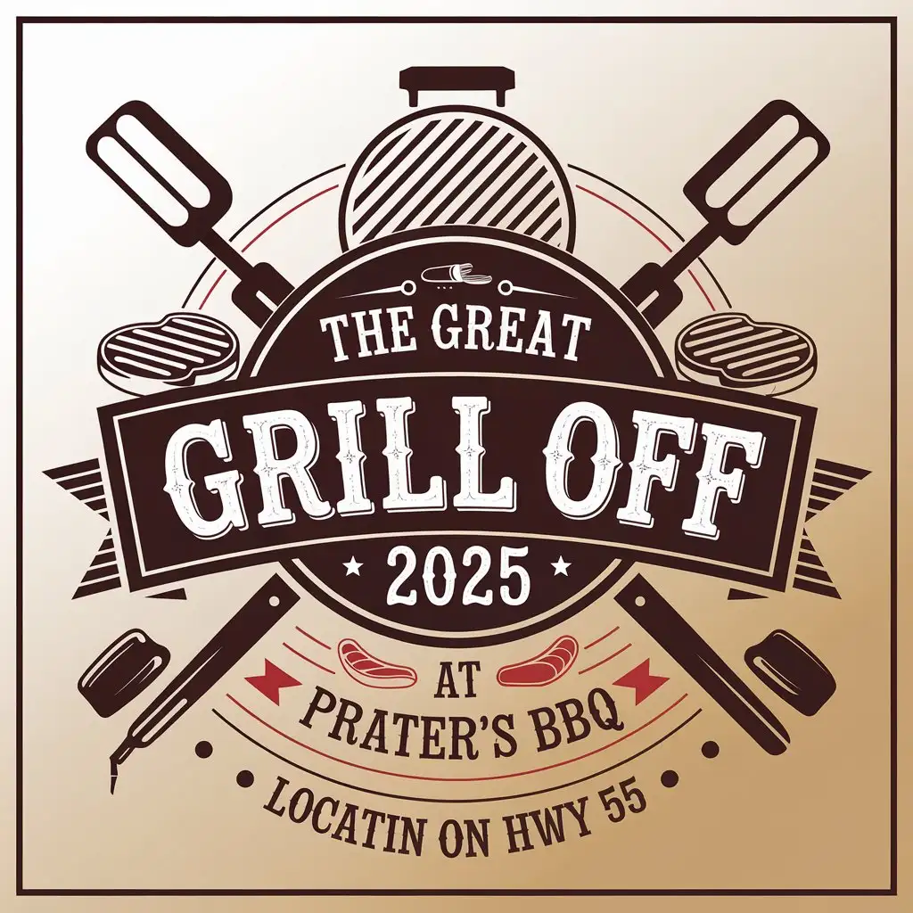 LOGO Design for The Great Grill Off 2025 at Praters BBQ Grills Beers Steaks and Cookoff Theme