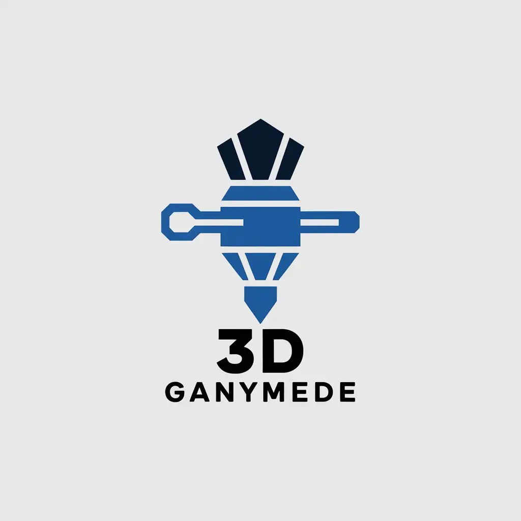 LOGO Design for 3D Ganymede 3D Printer Nozzle with Crown Blue and Black Minimalistic Style