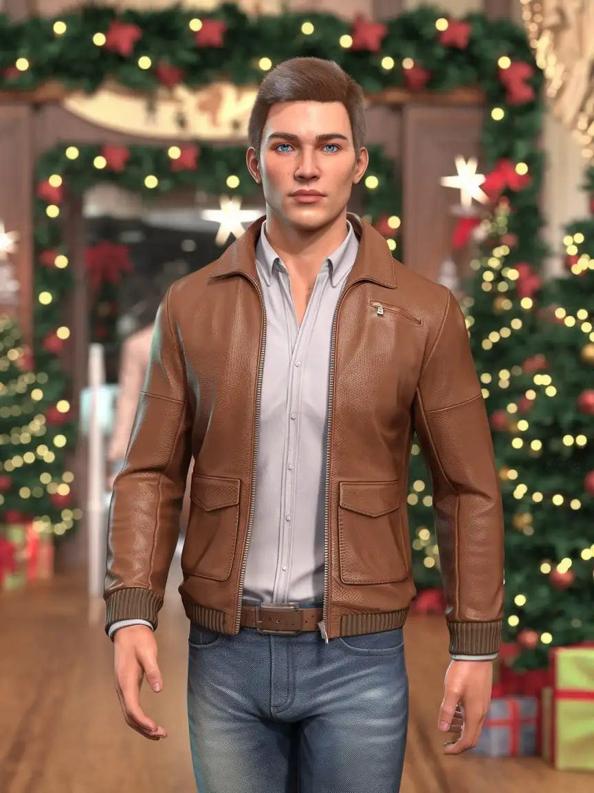 Male-Model-Walking-on-Runway-at-New-Years-Fashion-Show-with-3D-Animation