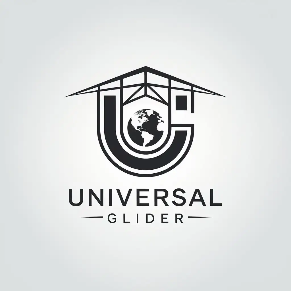 LOGO Design for Universal Glider Minimalistic U and G with Earth and Hang Glider Symbolism