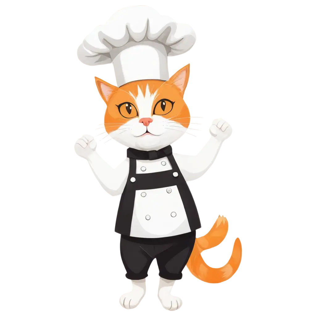 Chef-Cat-PNG-Image-Vector-Illustration-of-a-WhiteOrange-Cat-in-a-Chef-Hat