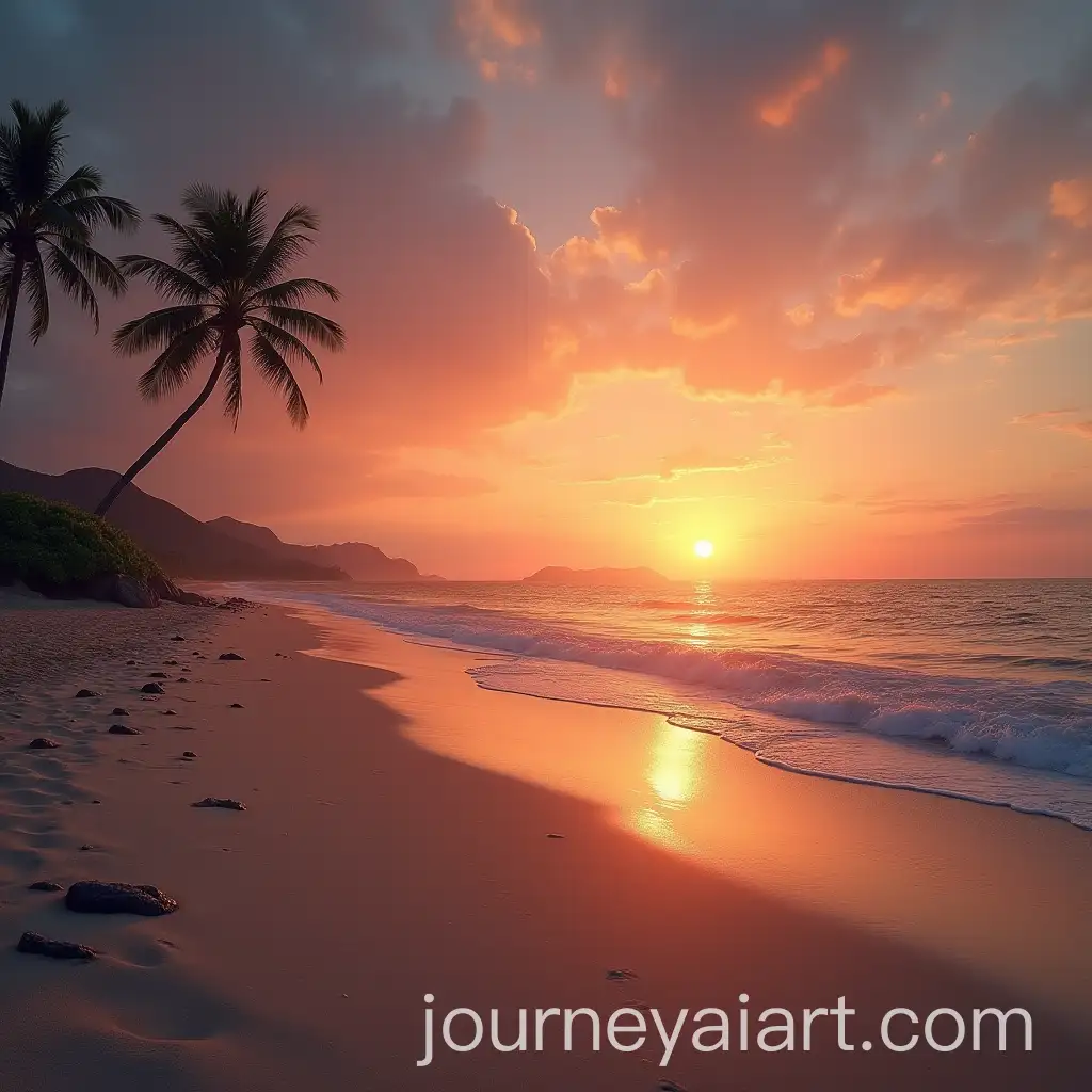 Beach-Scene-at-Sunset-with-Picture-Frame