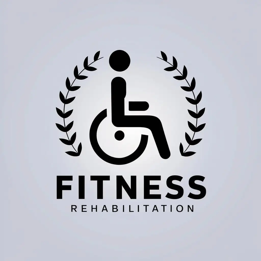 a vector logo design,with the text "Fitness, rehabilitation", main symbol:disabled person, dumbbell,Moderate,be used in Sports Fitness industry,clear background