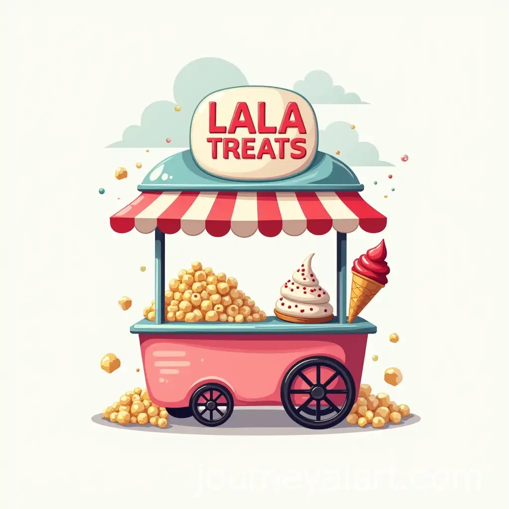 Lala-Treats-Vendor-Cart-Logo-with-Ice-Cream-and-Popcorn-Fun