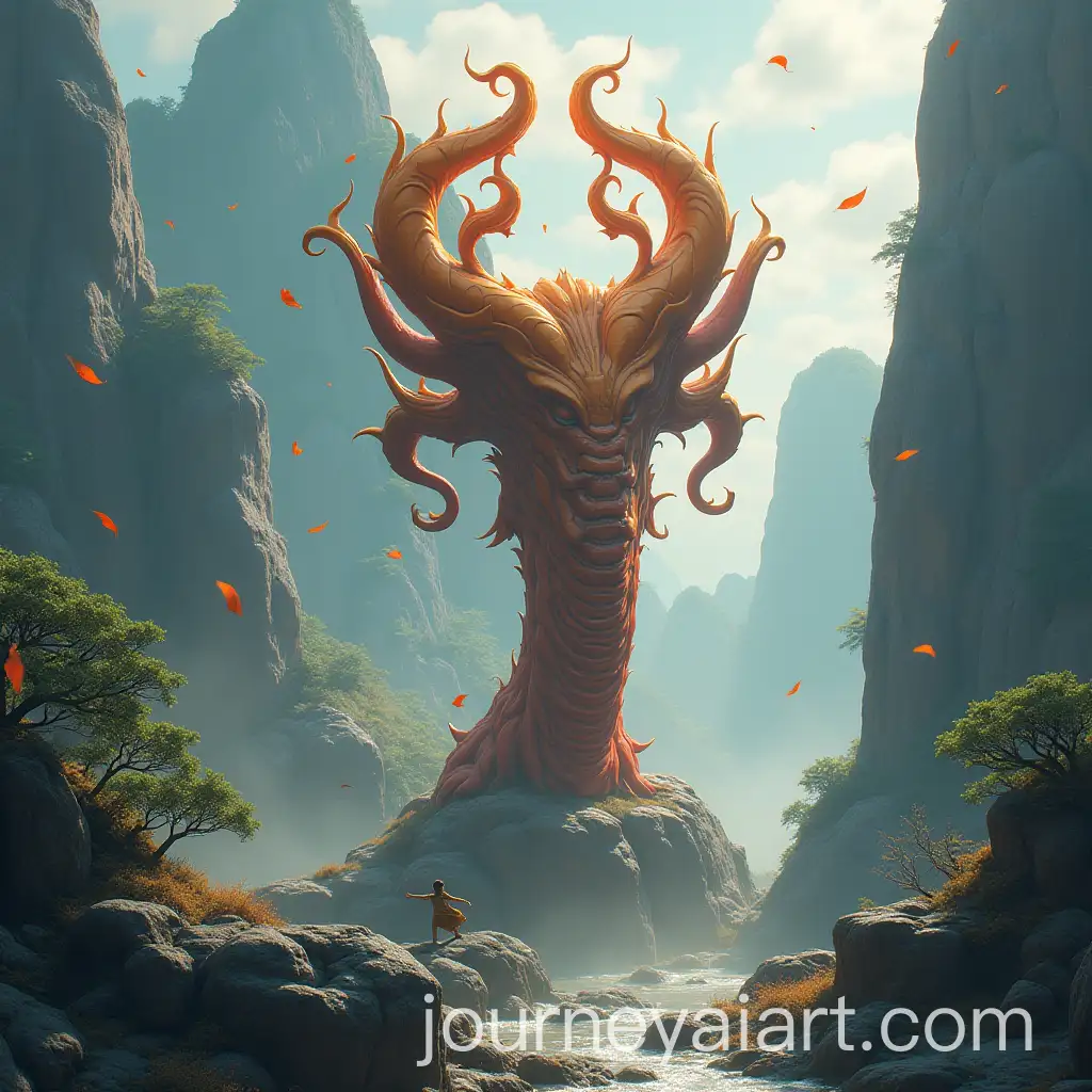 Yugioh-Card-Design-Featuring-PhallicShaped-Object-in-Chinese-Mountain-Landscape-with-Wind-and-Leaves