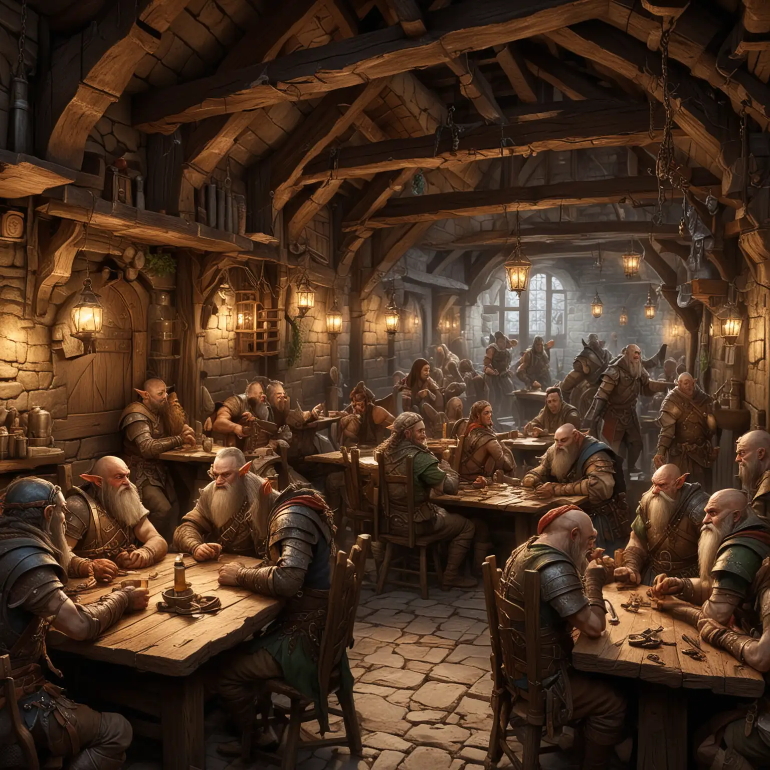 Fantasy-Tavern-Scene-with-Elves-Dwarves-and-Goblins