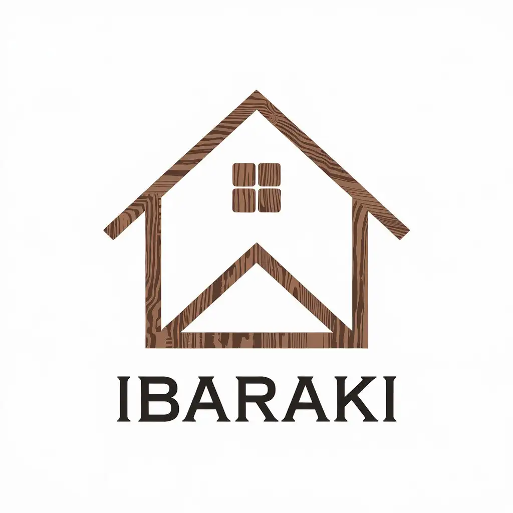 a vector logo design,with the text "ibaraki", main symbol:Guest house, wood,Minimalistic,be used in Real Estate industry,clear background