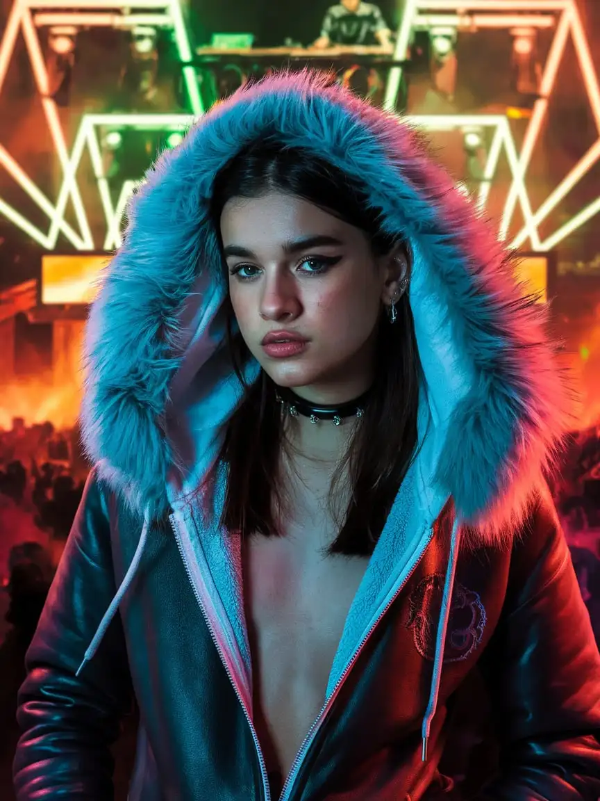 Teenage-Siren-in-FurTrimmed-Hoodie-at-a-Rave-Party