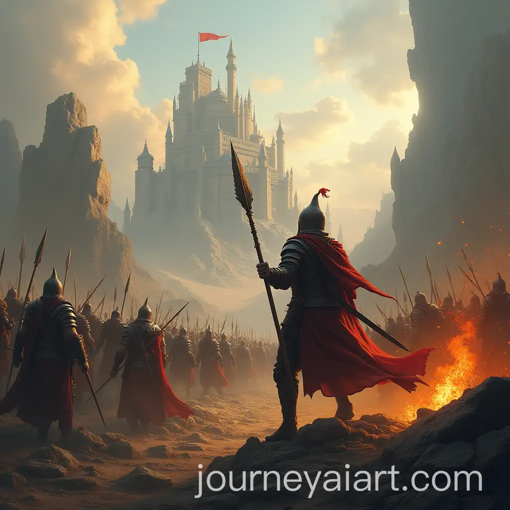 MythAI-Art-Prompt-Expansionic-Battle-in-a-City-with-Castles-and-Rocks-Armies-of-the-Maimed-Fighting-with-Spears-of-Fire