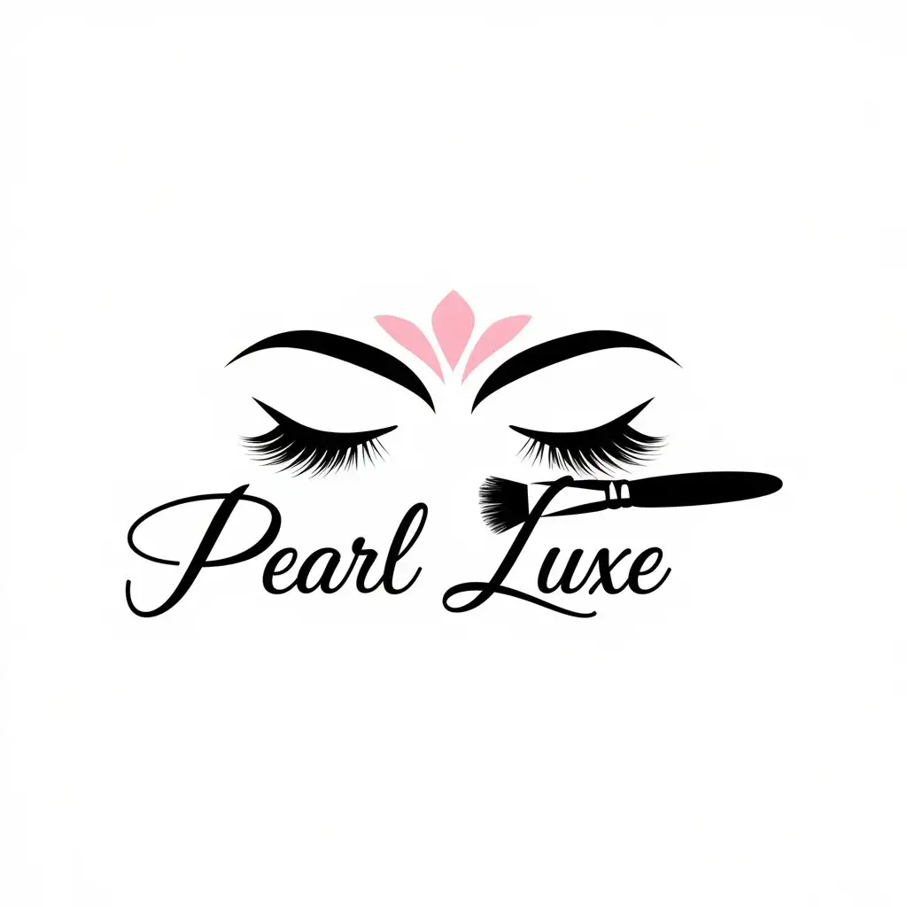 LOGO Design for Pearl Luxe Elegant Eyelashes Makeup Brush and Beauty Spa Theme