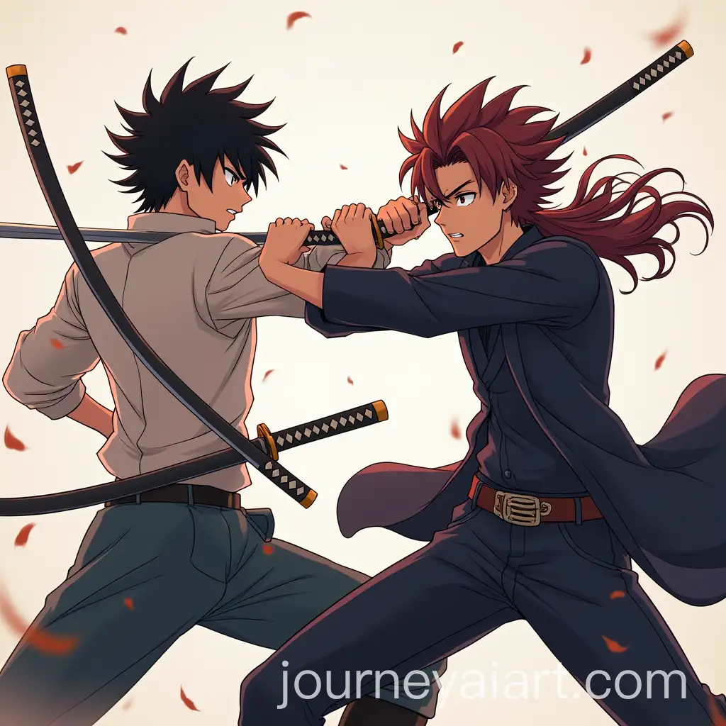 Anime-Characters-Kageyama-Tobio-and-Oikawa-Toru-Dueling-with-Katanas