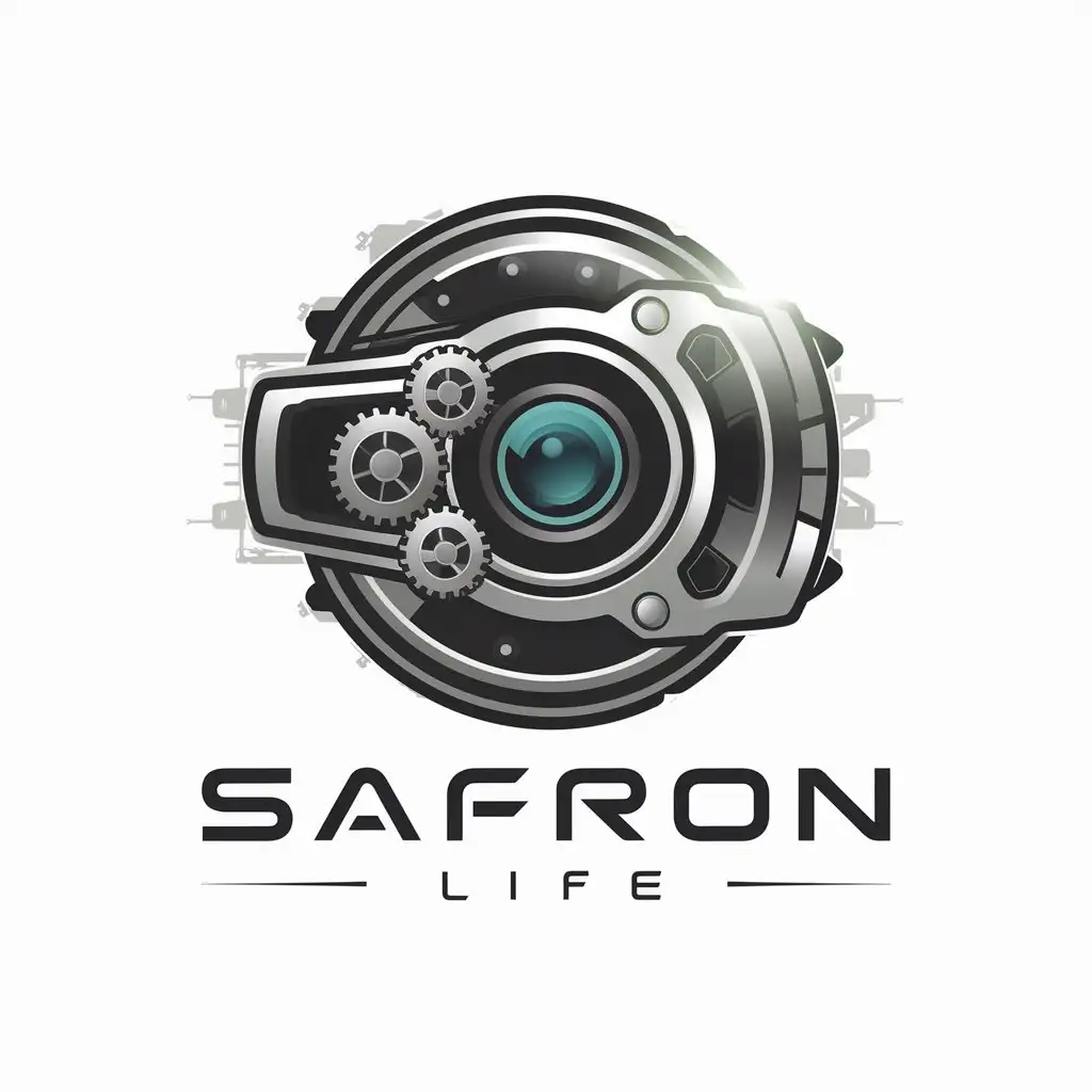 LOGO-Design-For-Safron-Life-Round-Camera-Mechanical-Cyberpunk-Theme