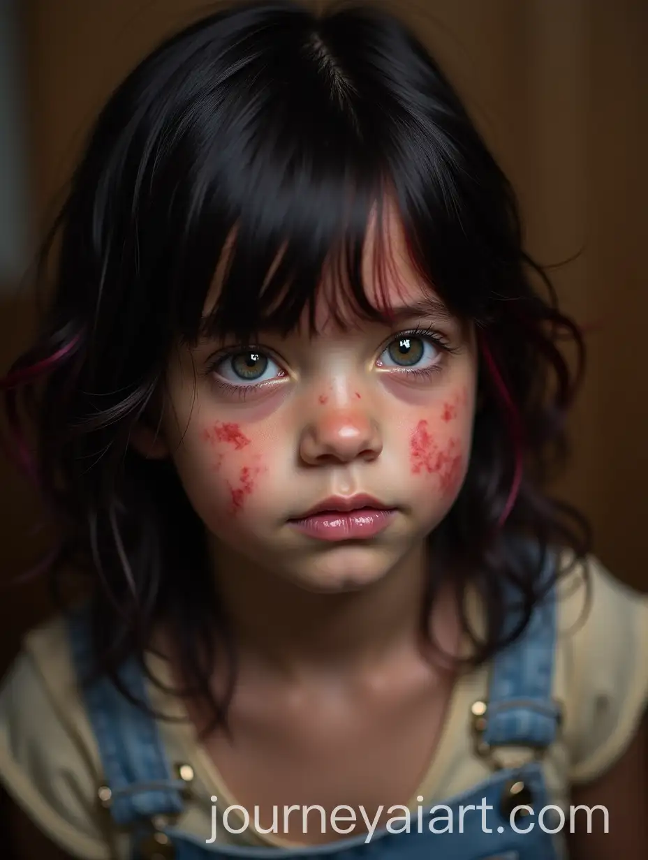 Sickly-7YearOld-Child-with-Shiny-Black-Hair-and-Red-Highlights