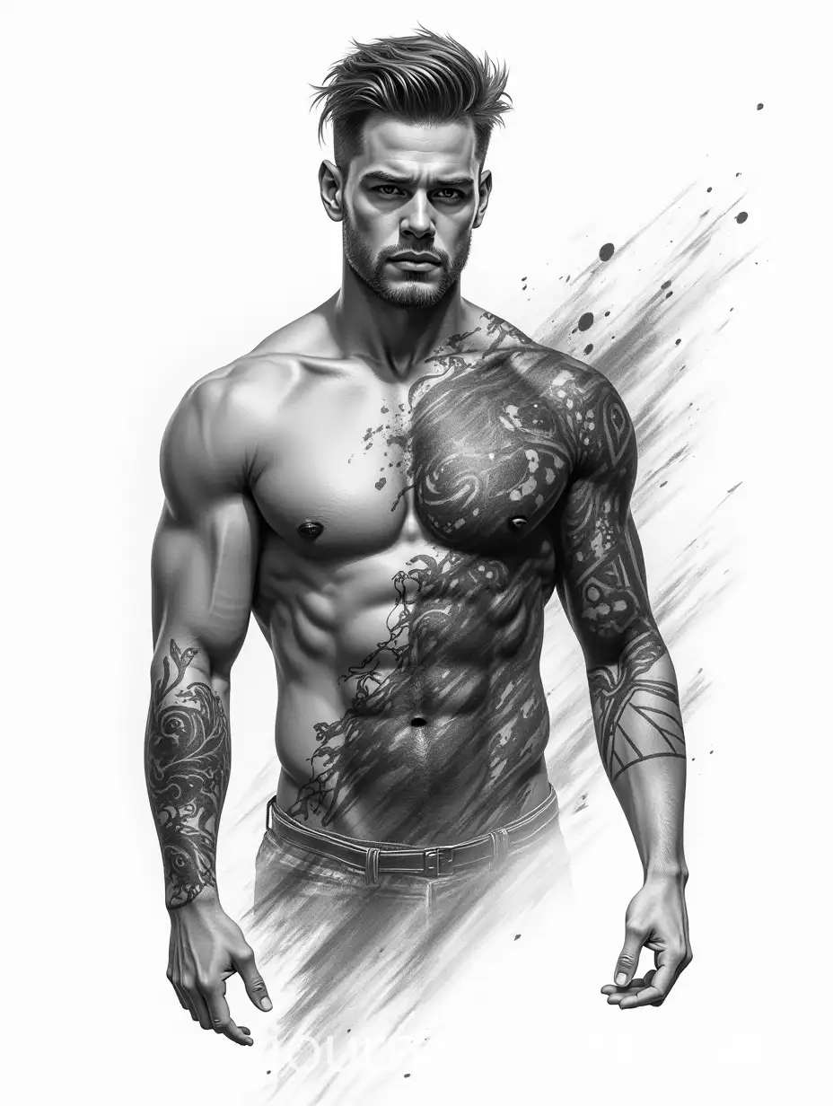 Abstract-Tattoo-Design-of-Connor-from-Detroit-Become-Human-on-White-Background