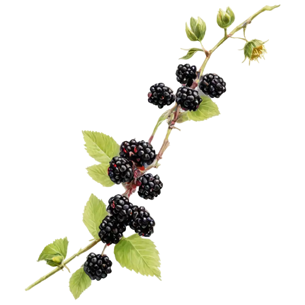 HighQuality-PNG-Image-of-Blackberry-Bunch-with-Fruit-Flowers-and-Buds